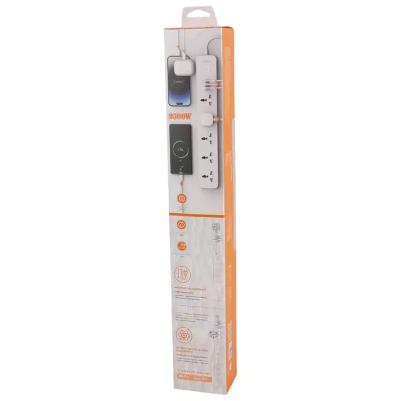 چند راهی 5 خانه برق ارت دار الدینیو SC5319 با کابل 2 متری + شارژر USB و Type-C — تصویر ۶