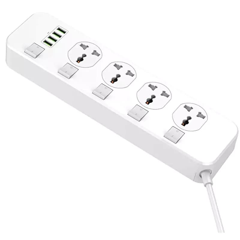 چند راهی 4 خانه برق ارت دار LDNIO SC4408 با کابل 2 متری + شارژر USB — تصویر ۵