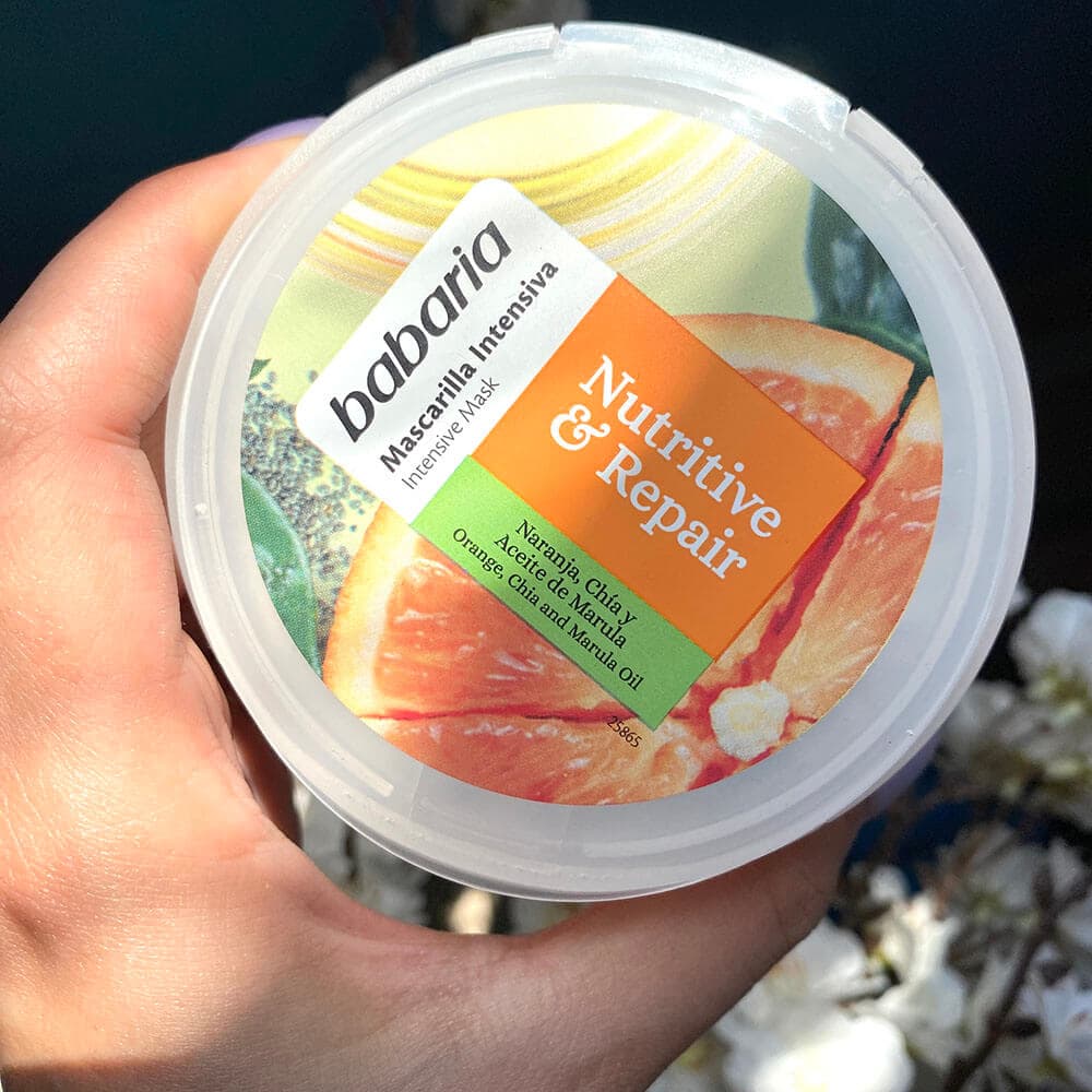 ماسک مغذی و ترمیم کننده مو باباریا babaria مدل Nutritive & Repair مناسب موهای خشک و آسیب دیده حجم 400 میل — تصویر ۵