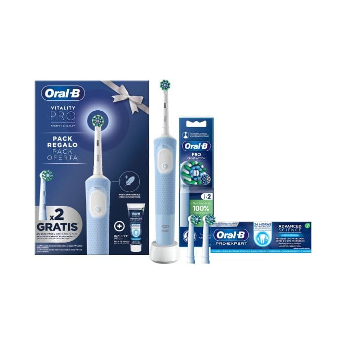 مسواک برقی اورال بی ویتالیتی پرو OralB Vitality PRO بهمراه سه یدک پرو کراس اکشن و خمیردندان اورال بی