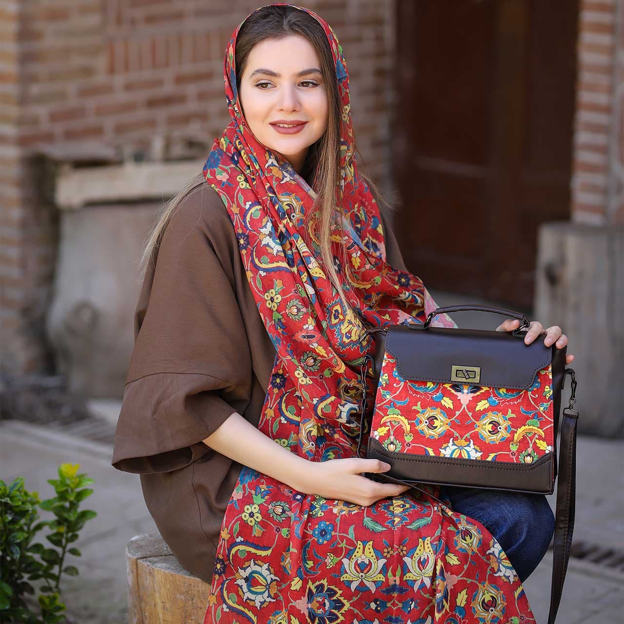 ست کیف و شال زنانه پیچک کد 04