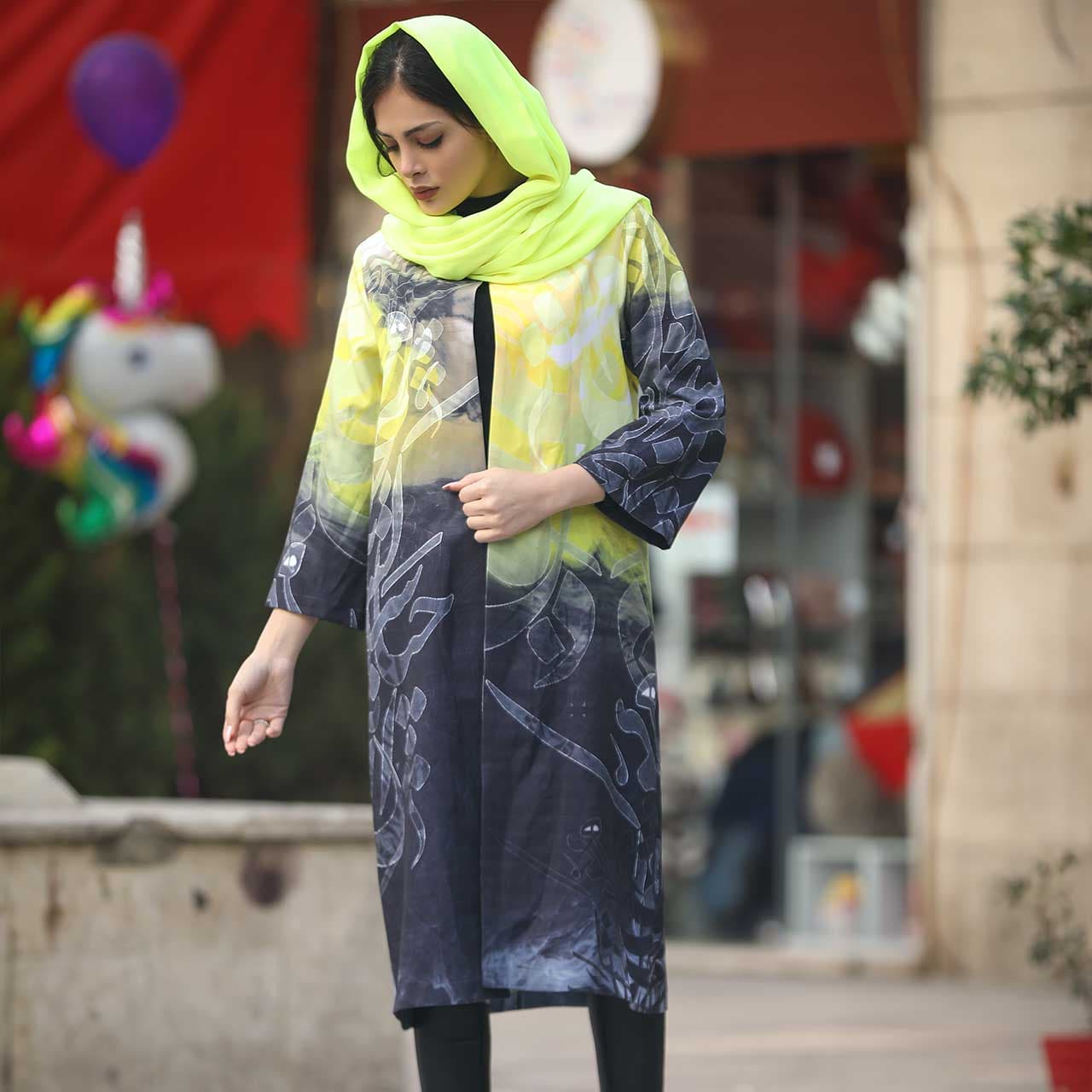 مانتو زنانه پارسی طرح خطاطی خورشید