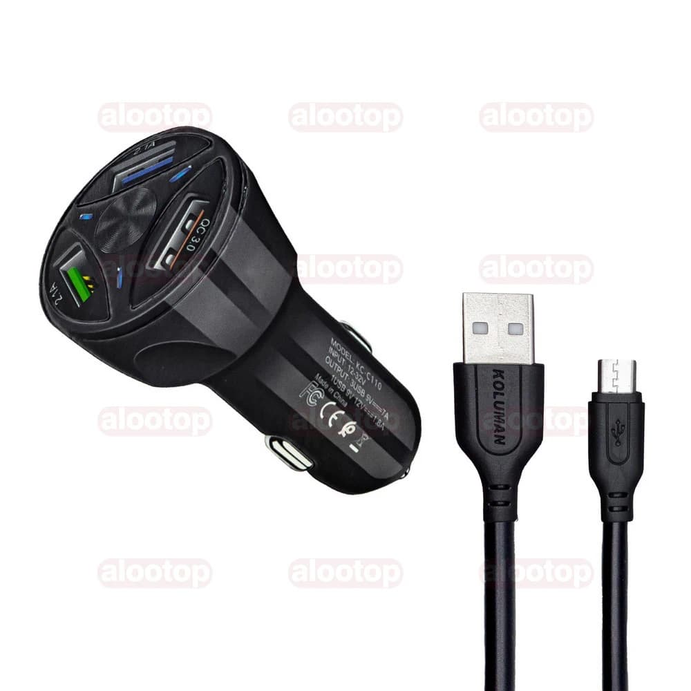 شارژر فندکی کلومن مدل KC-C110 همراه با کابل microUSB