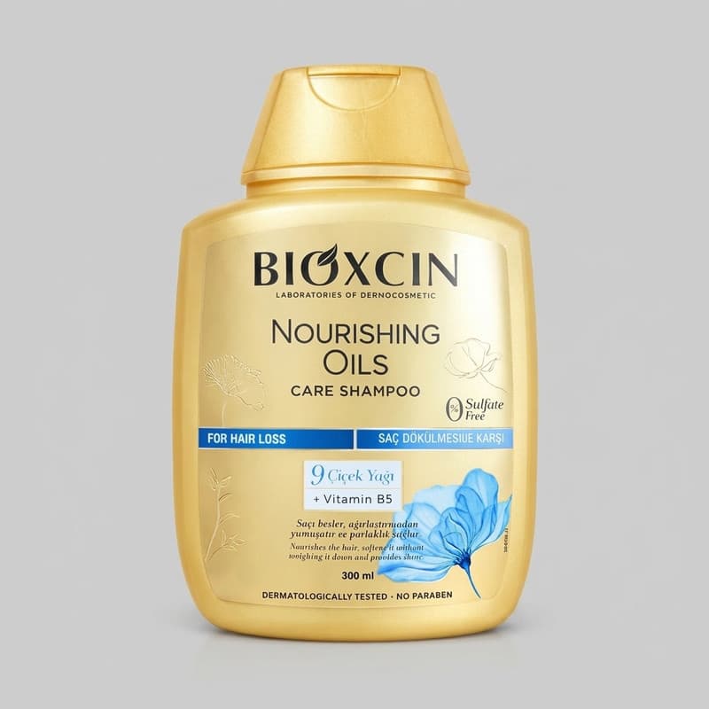 شامپو بیوکسین طلایی Nourishing Oils Care حاوی 9 روغن گیاهی + ویتامین B5 | بدون سولفات| بدون پارابن | 300 میل — تصویر ۶