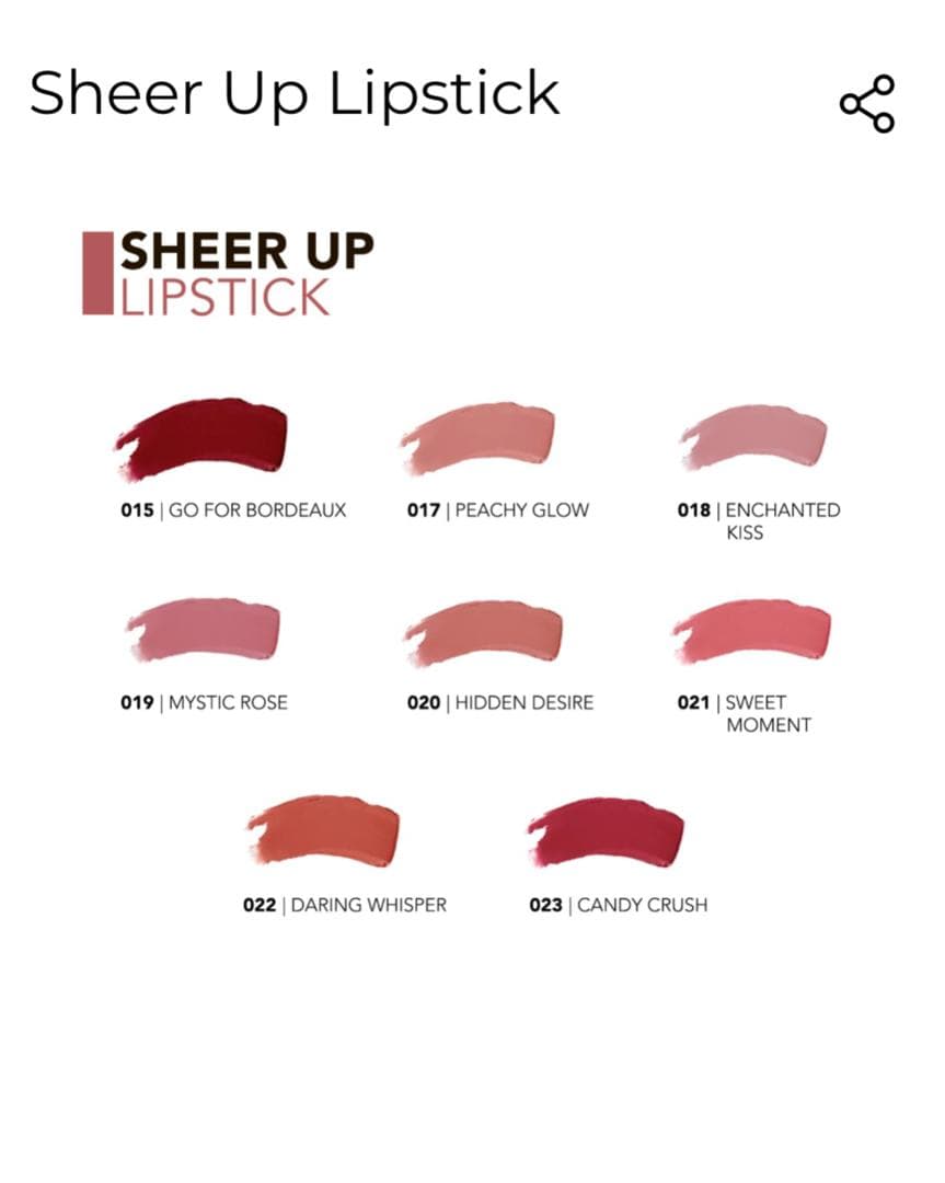 رژلب جامد شیرآپ فلورمار بدون سرب Flormar Sheer Up Lipstick — تصویر ۴