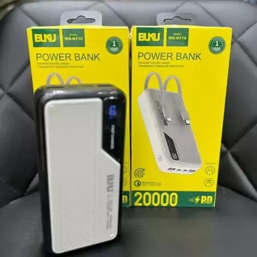 پاوربانک 20000 میلی آمپر فست شارژ برند BUKU مدل MG-G108L