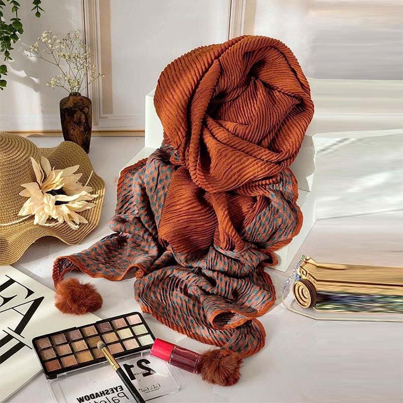 شال حاشیه شطرنجی مدل ماهی کد 3336
