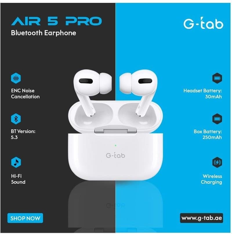 هنذفری بلوتوثی G-tab مدل Air 5 pro — تصویر ۵