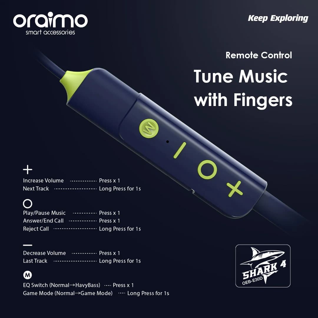 هندزفری گردنی اورایمو مدل Oraimo Shark 4 — تصویر ۱۱