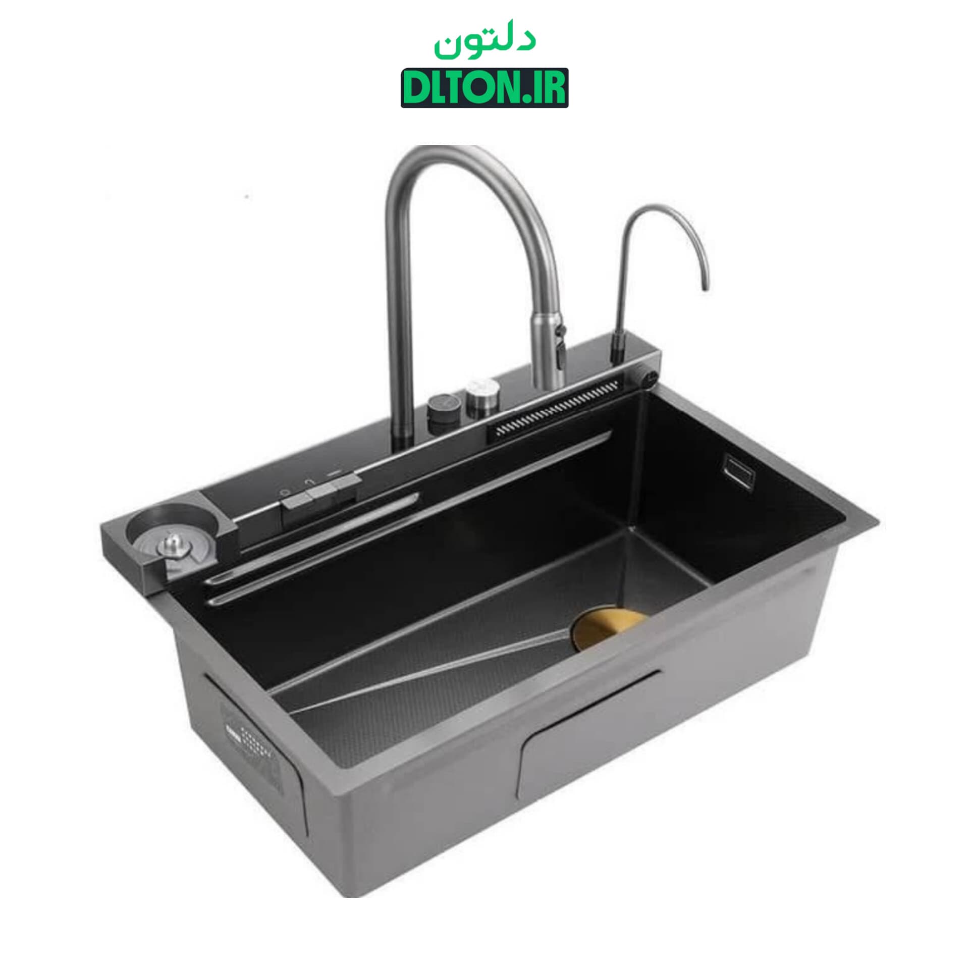 سینک ظرفشویی آبشاری مشکی مدل پیانویی 4 کلید گرید A — تصویر ۳