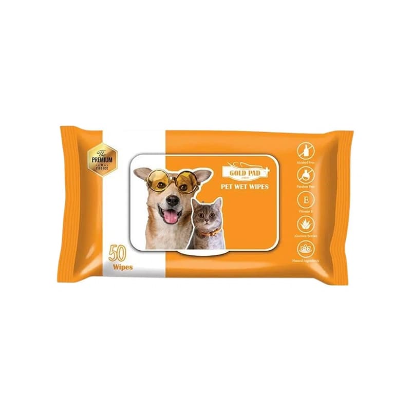 دستمال مرطوب حیوانات گلدپد بسته 50 تایی Gold pad