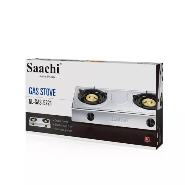 اجاق گاز رومیزی دوشعله ای ساچی Saachi مدل NL-GAS-5221 دوگانه سوز — تصویر ۳
