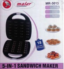 ساندویچ ساز پنج کاره مایر اصلی MAIER سایز بزرگ مدل mr-3013 اسنک ساز وافل ساز گریل دونات — تصویر ۱۰