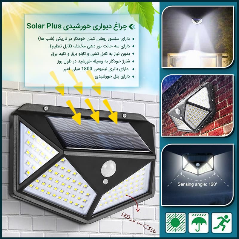 چراغ دیواری خورشیدی Solar Plus — تصویر ۷