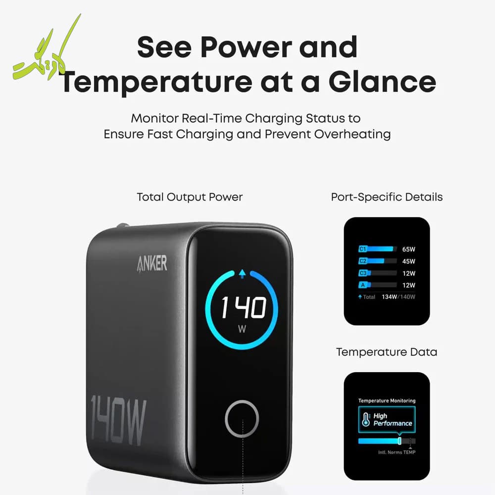 شارژر ۱۴۰ واتی انکر Anker Zolo 140W GaN 4 Port B2697 — تصویر ۶