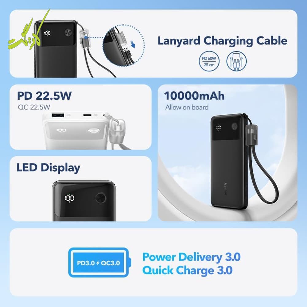 پاوربانک ۱۰۰۰۰ انکر Anker PowerBank 10000mAh 22.5W A1388 — تصویر ۳