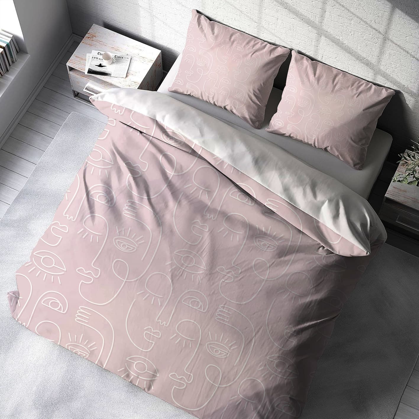 ست روتختی دونفره طرح ساده چهره با زمینه روشن BA-8251