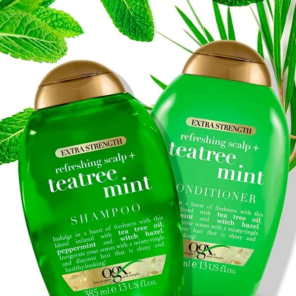 شامپو شاداب کننده او جی ایکس مدل TEATREE MINT حجم 385 میل — تصویر ۴