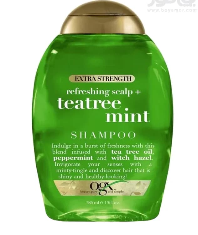 شامپو شاداب کننده او جی ایکس مدل TEATREE MINT حجم 385 میل