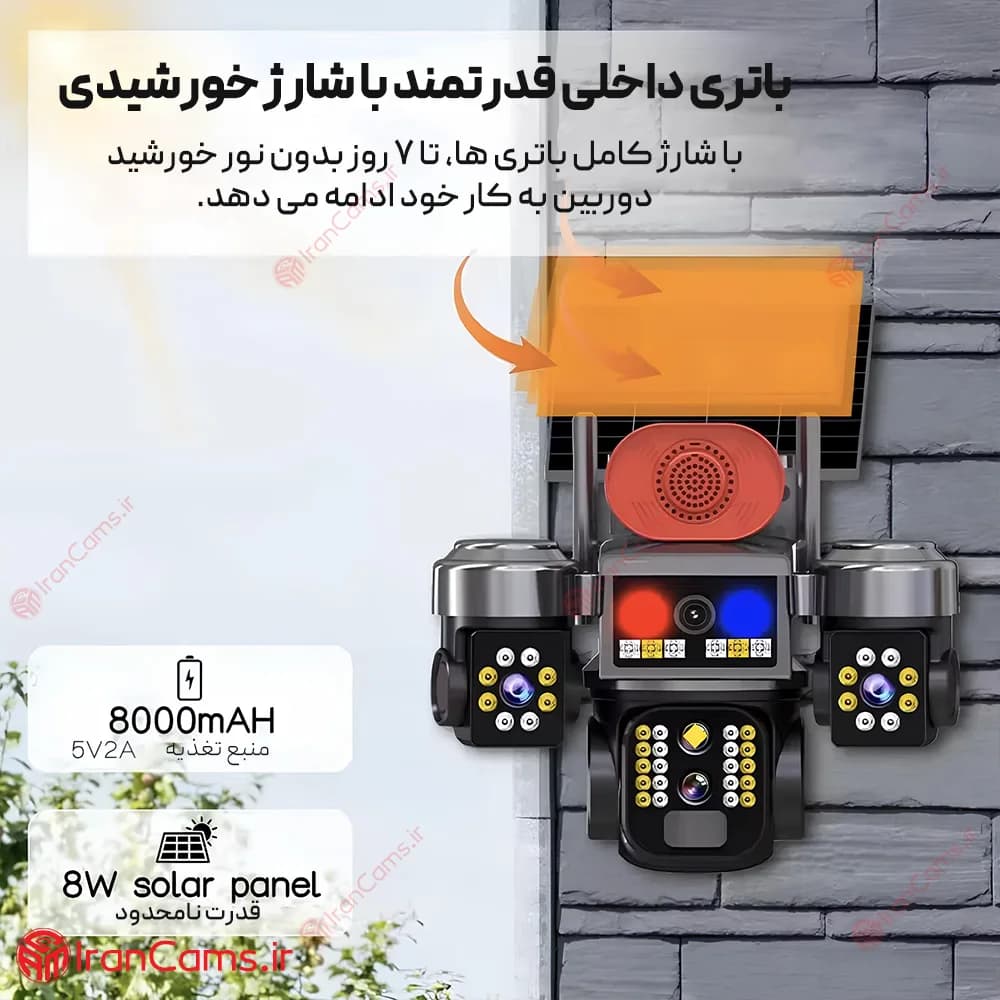 دوربین بی سیم خورشیدی سیمکارتی سه لنز 12 مگاپیکسل V380 مدل LX-XW818-4G — تصویر ۱۰