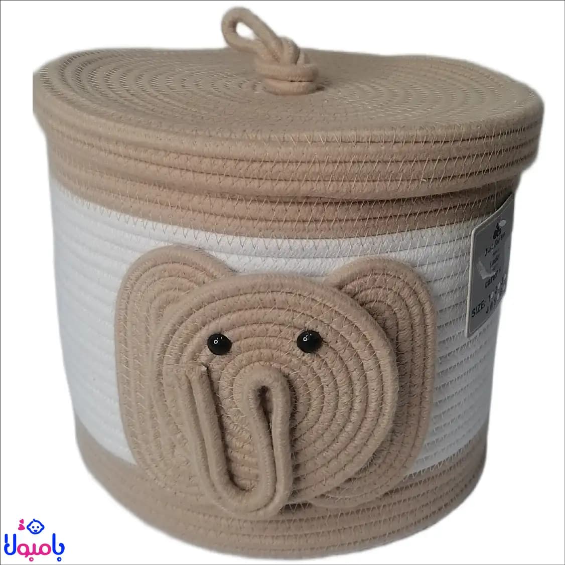 سطل اکسسوری قیطون اتاق کودک طرح فیل کرم 21*24سانتی متر