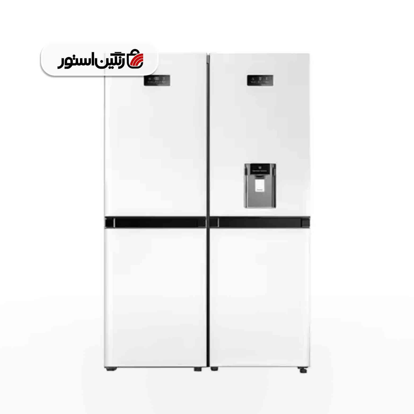 یخچال فریزر دو قلو رنزو مدل 6040 سفید یخساز اتوماتیک
