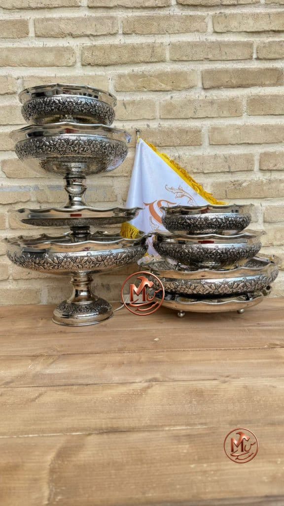 ست پذیرایی گلبرگ کروم ۴ پارچه تک پایه و ۳ پایه