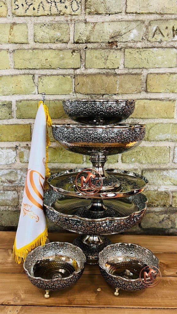 ست پذیرایی ۴ پارچه گلبرگ رز مس کروم