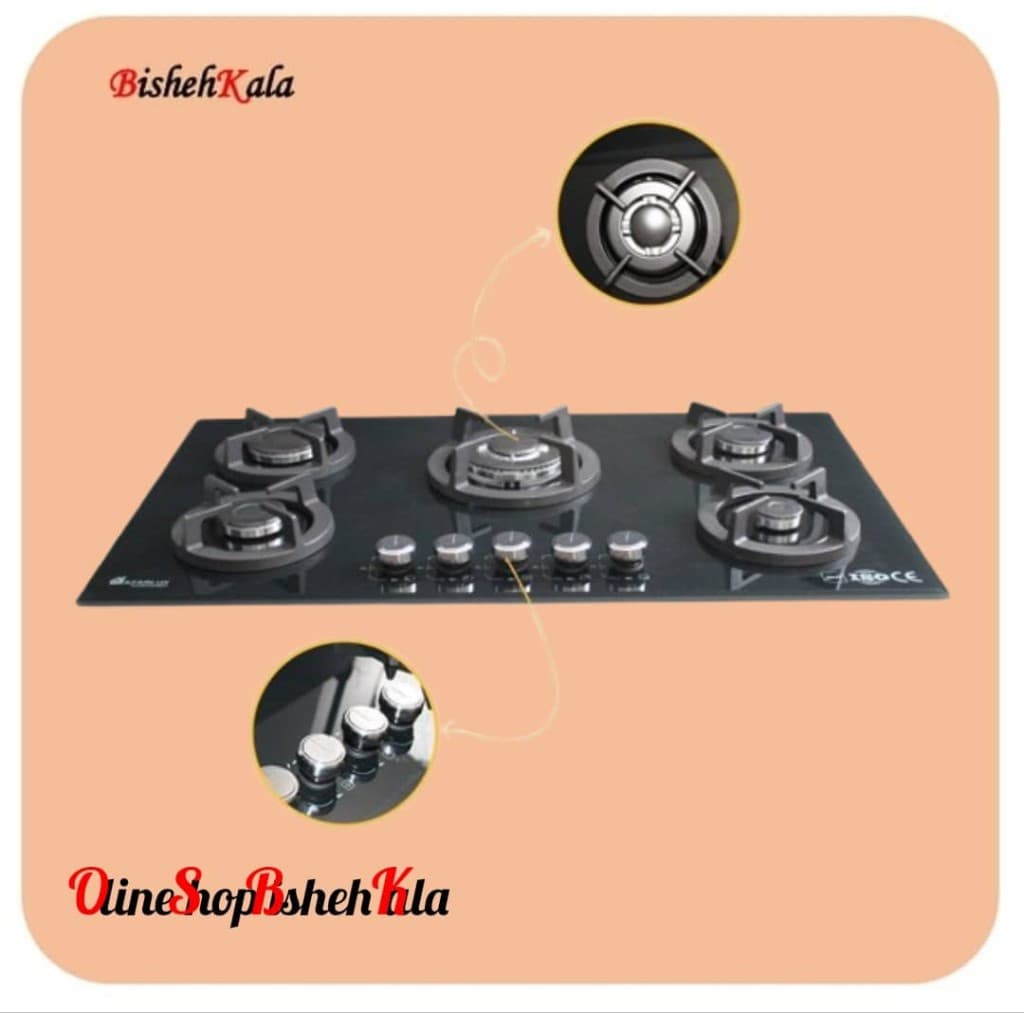 اجاق گاز صفحه ای پنج شعله مدل GO5ML – C17B کد(96)