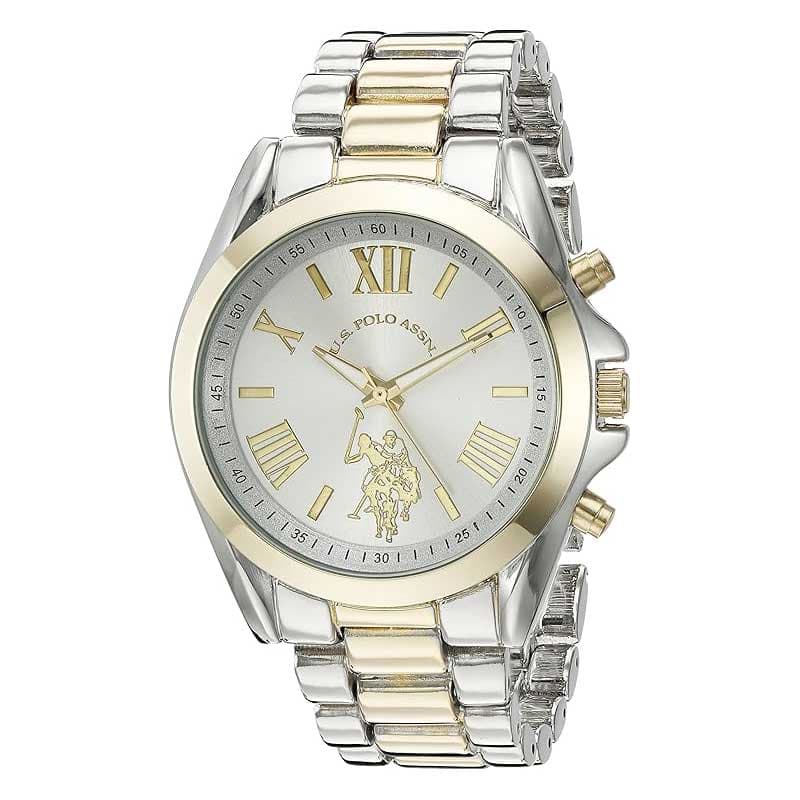 ساعت مچی زنانه U.S. Polo Assn. مدل USC40117 – طراحی کلاسیک دو رنگ با بند فلزی