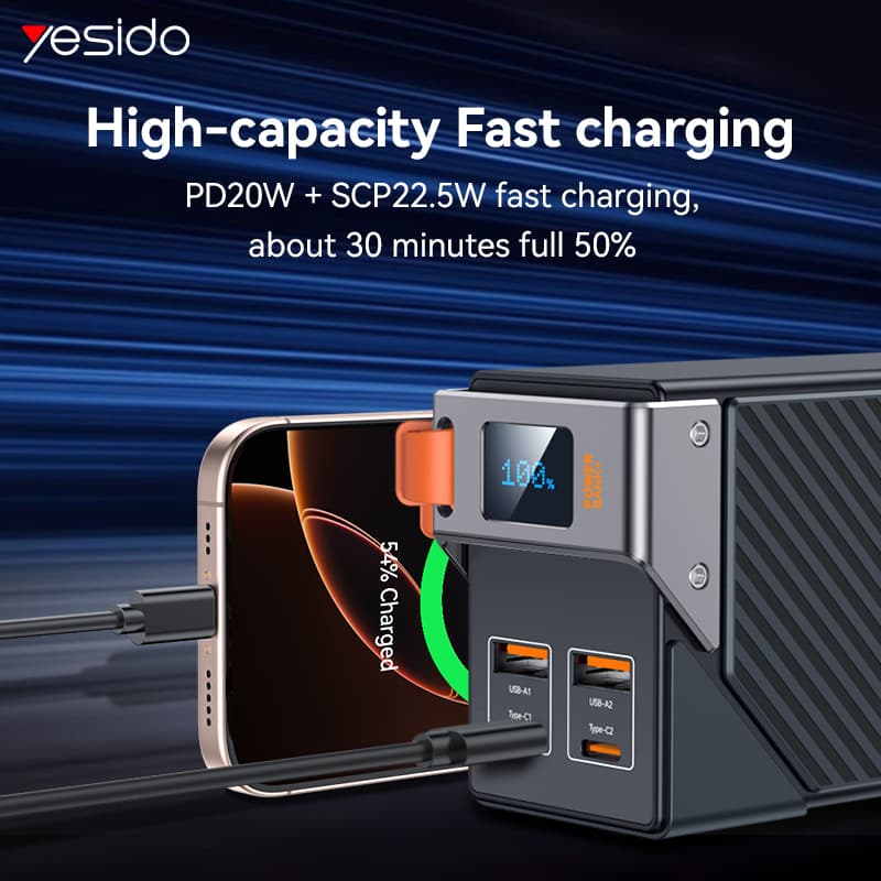 پاوربانک فست یسیدو PD+QC YESIDO YP62 ظرفیت 30000 میلی آمپر ساعت — تصویر ۳