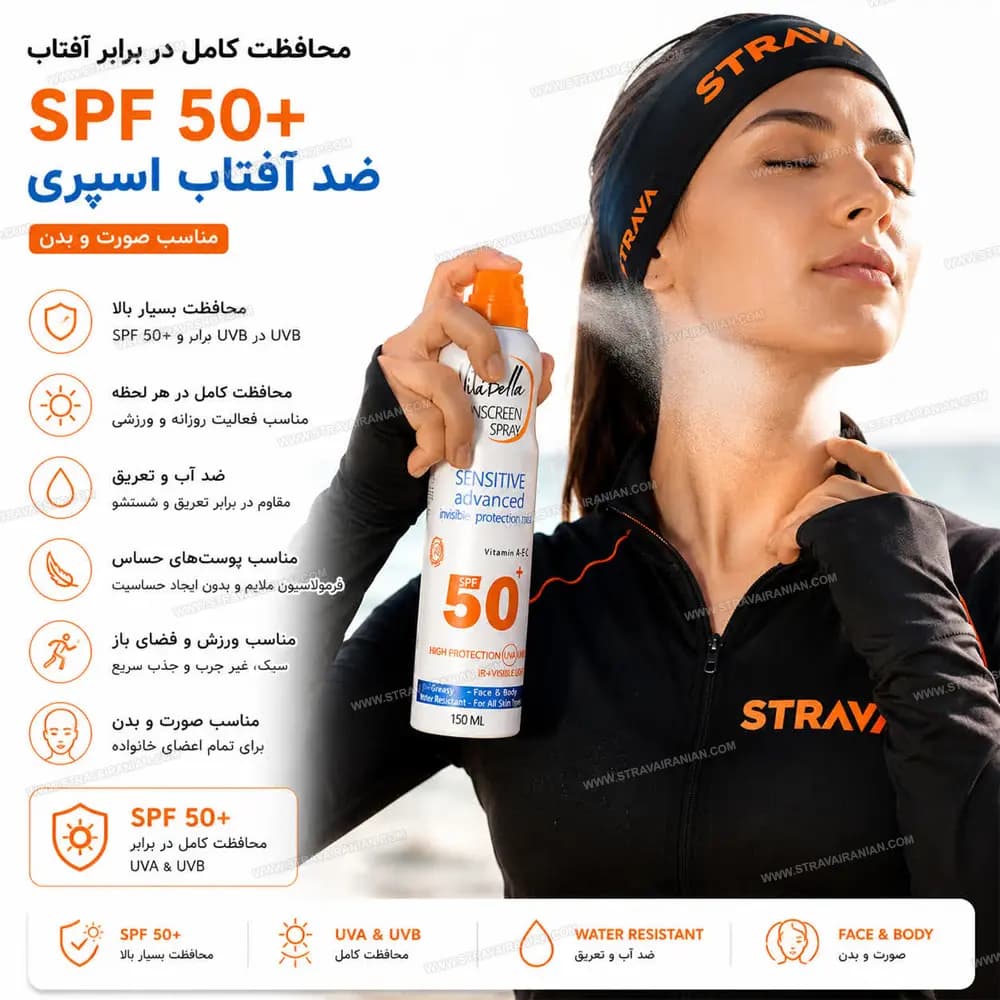 اسپری ضد آفتاب SPF 50 ایتالیایی ویتابلا 150 میل با بهترین قیمت + خرید آنلاین — تصویر ۴