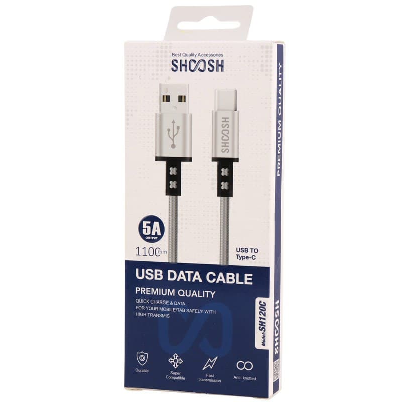 کابل تایپ سی فست شارژ 5 آمپر شوش SH120C طول 1.1 متر