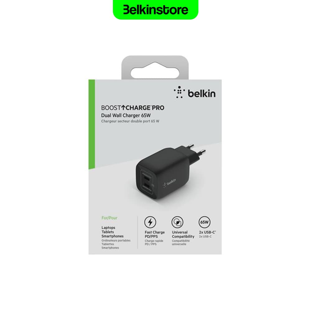 شارژر 65 واتی دو پورت بلکین ProDual USB-C GaN Wall Charger – مدل WCH013 — تصویر ۵
