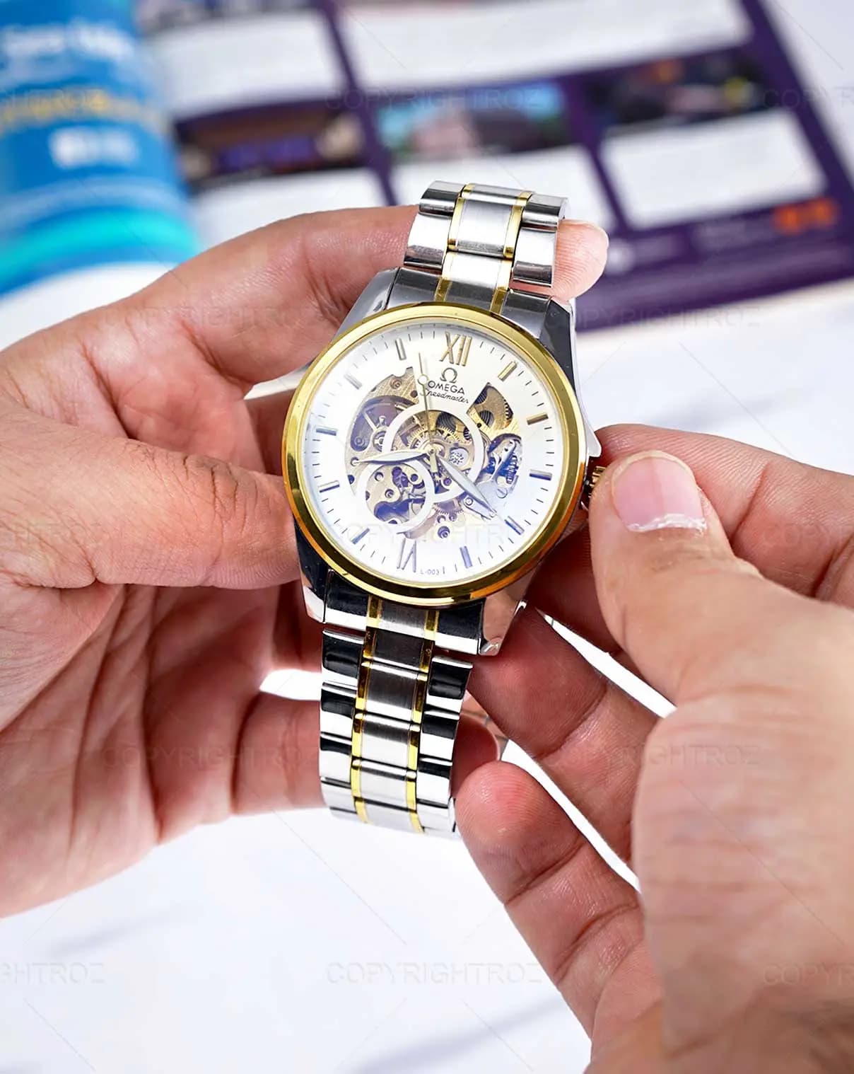 ساعت مچی اتوماتیک و کوکی امگا OMEGA طرح اسکلتون مدل 1292 — تصویر ۸