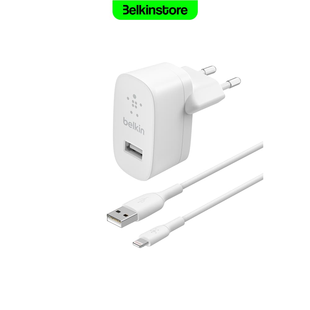 شارژر دیواری 12وات + کابل لایتنینگ بلکین – BoostCharge – مدل WCA002vf1MWH