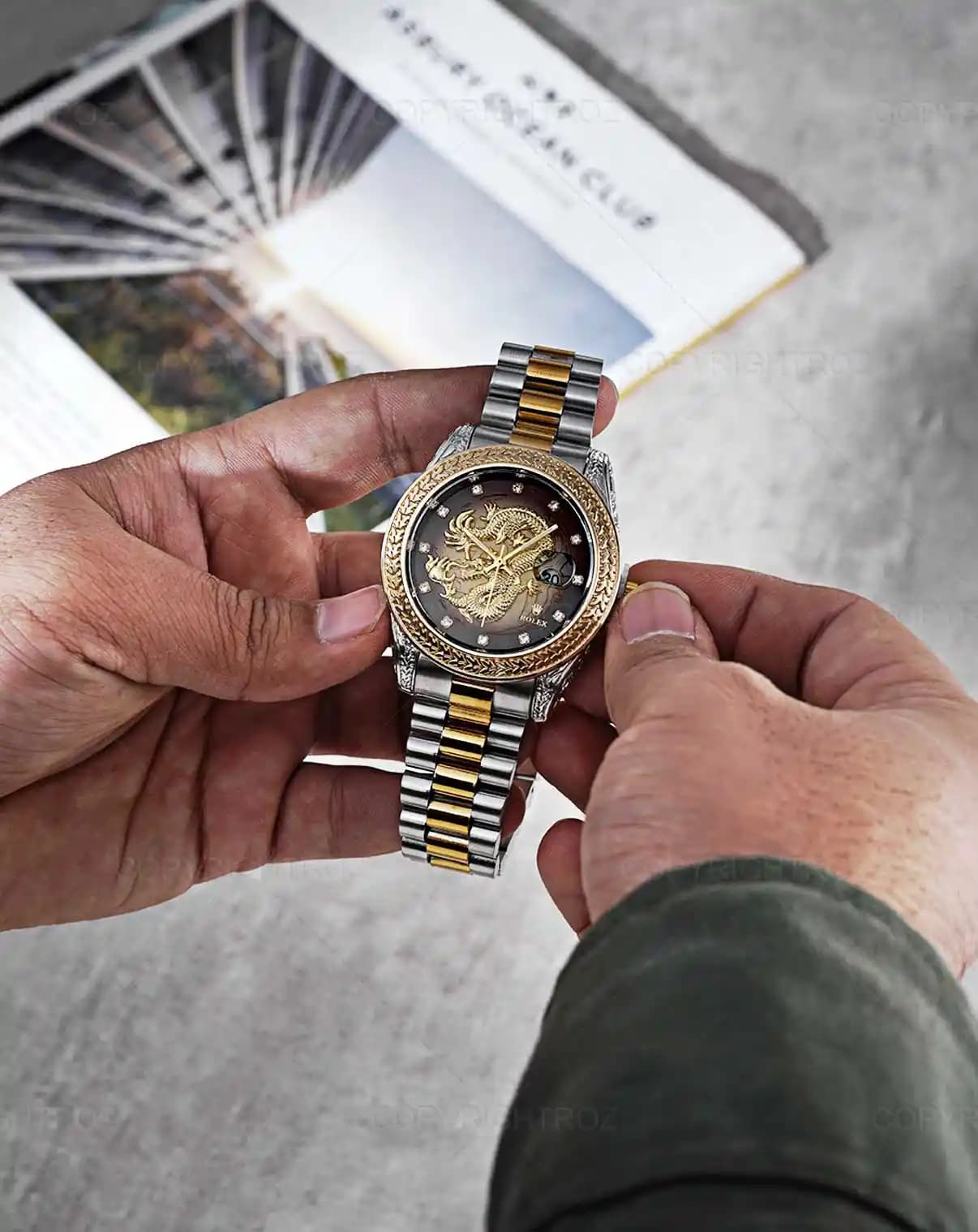 ساعت مچی مردانه رولکس ROLEX طرح اژدها مدل 1264 — تصویر ۷