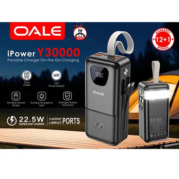 پاوربانک فست شارژ Oale مدل Y30000 22.5W ظرفیت 30000 میلی آمپر ساعت — تصویر ۵