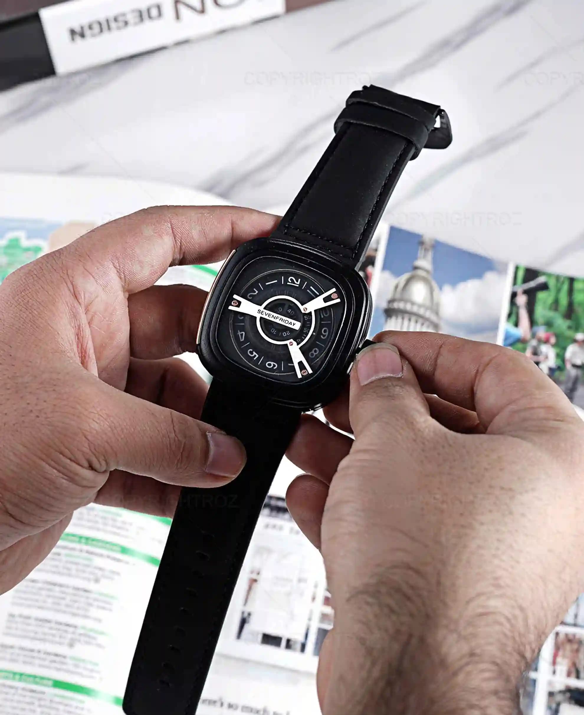 ساعت مچی مردانه سون فرایدی SEVENFRIDAY مشکی مدل 1222 — تصویر ۵