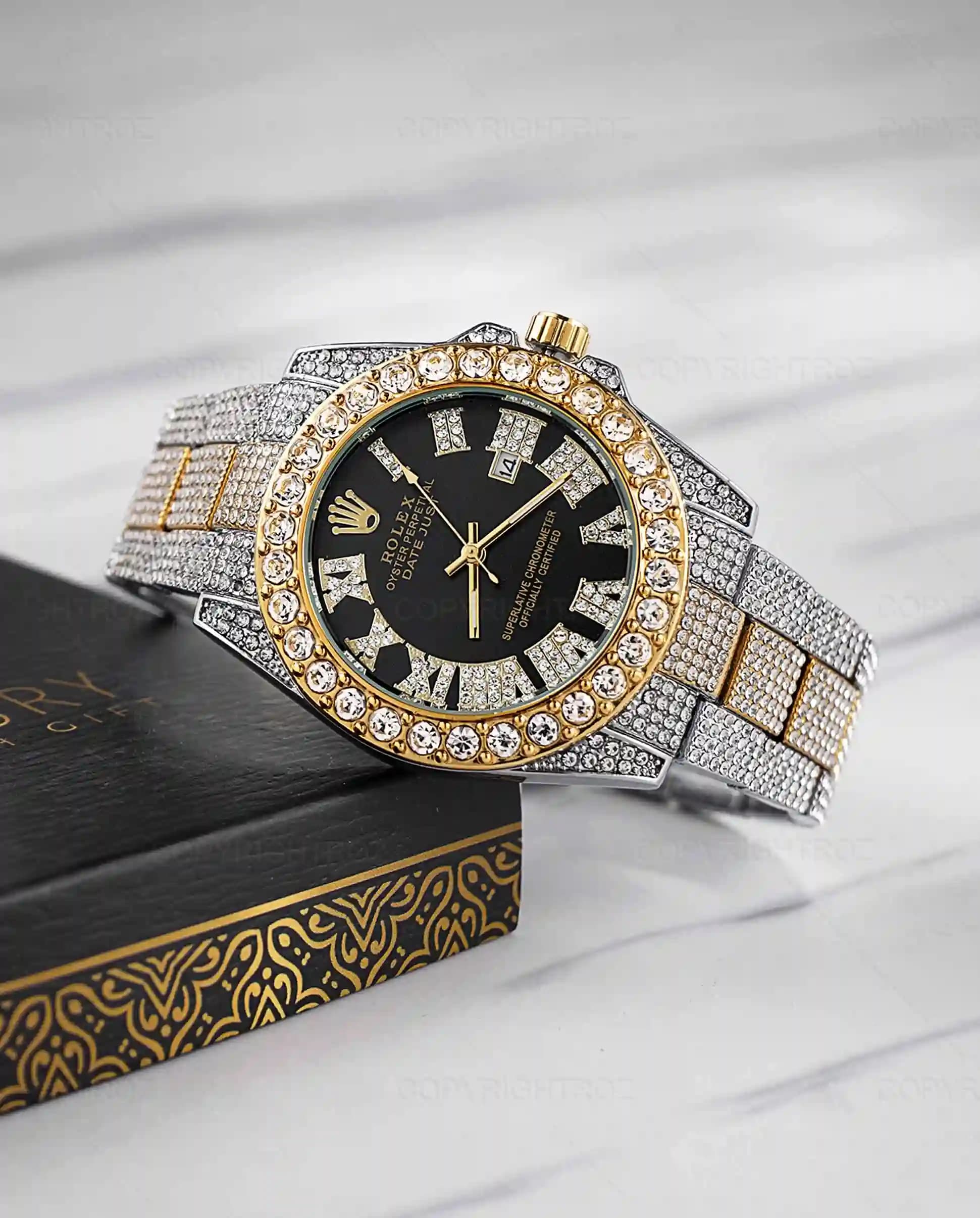 ساعت مچی مردانه رولکس ROLEX فول نگین مدل 1211 — تصویر ۷