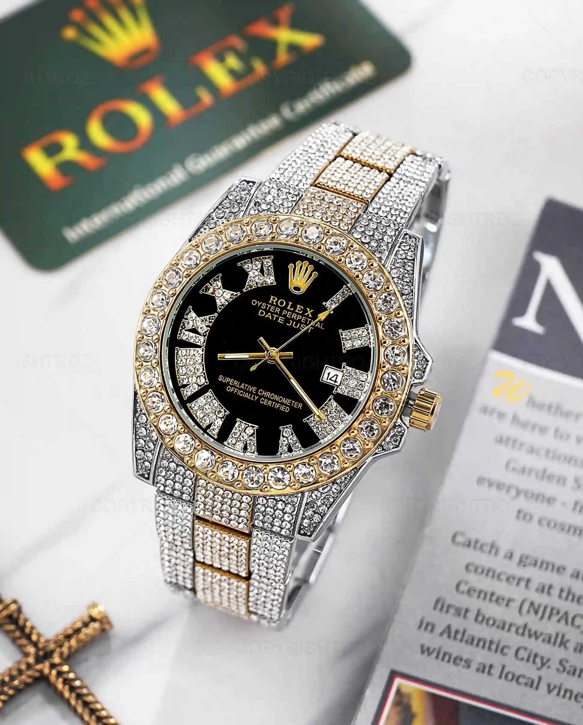 ساعت مچی مردانه رولکس ROLEX فول نگین مدل 1211 — تصویر ۳