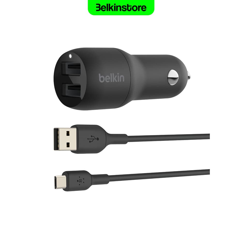 شارژر فندکی 24وات بلکین- Belkin BoostCharge Dual – مدل CCE001bt1MBK