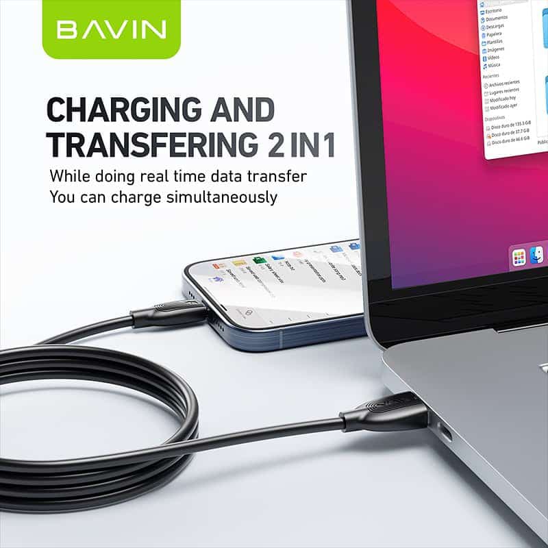 کابل شارژ تایپ سی 18 واتی باوین Bavin مدل CB367 — تصویر ۷