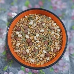 آجیل اُمگا خانگی (هفت مغزبرشته)- نیم کیلوگرم (گندم،کنجد،شاهدانه،مغز افتاب گردان،مغز کدو،بادام زمینی،سویا) — تصویر ۳
