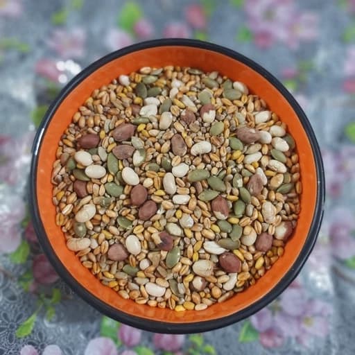 آجیل اُمگا خانگی (هفت مغزبرشته)- نیم کیلوگرم (گندم،کنجد،شاهدانه،مغز افتاب گردان،مغز کدو،بادام زمینی،سویا)
