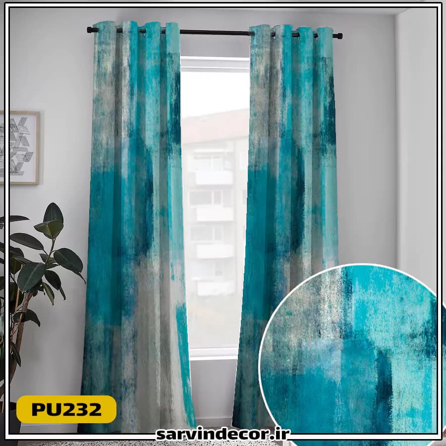 پرده پانچ طرح دار مدل پتینه کد PU232 — تصویر ۳