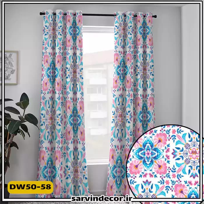 پرده پانچ طرح دار گل ریز کد DW50-61 — تصویر ۳