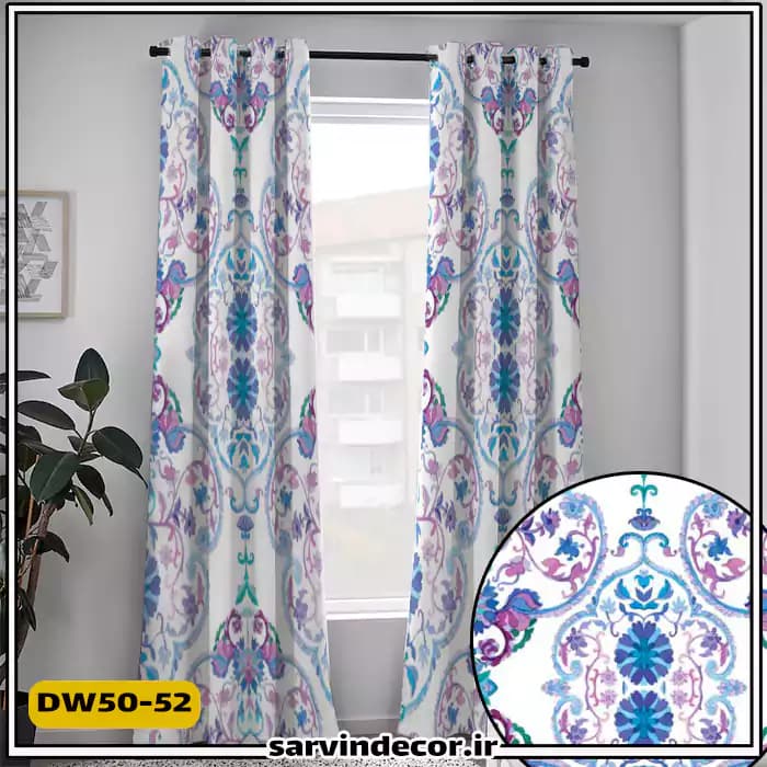 پرده پانچ طرح دار گل ریز کد DW50-61 — تصویر ۸