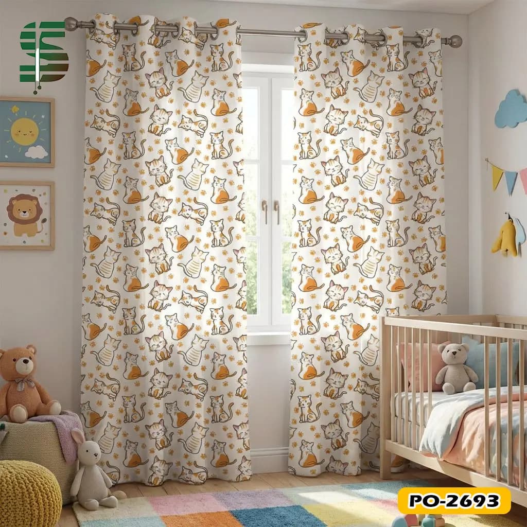 پرده پانچ کودک طرح گربه کد PO-2693 — تصویر ۵