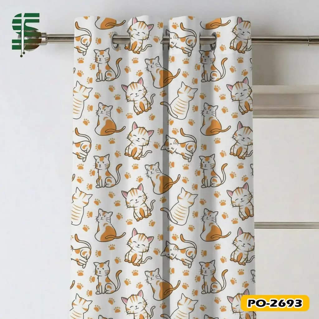 پرده پانچ کودک طرح گربه کد PO-2693